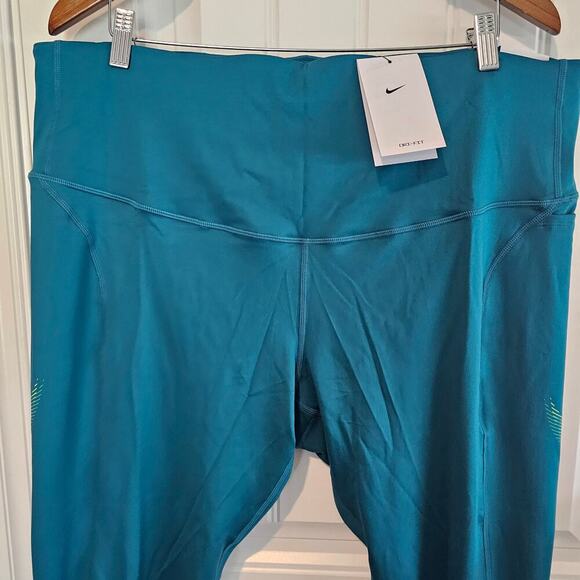 Nike Fast Leggings Women 2X Mid Rise 7/8 Blue Tight Fit Gym Workout Running - Picture 3 of 9